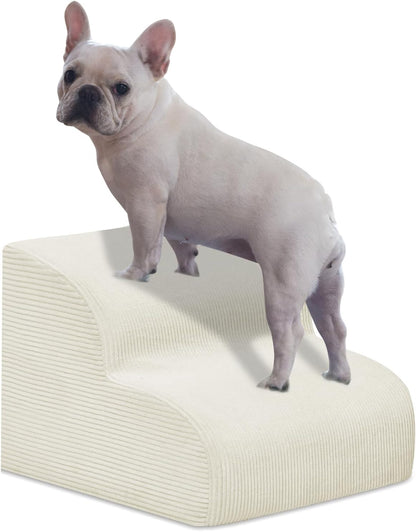 Dog Stairs & Steps for High Beds, 2 Steps High Density Foam Waterproof Dog Ramp for Small Dogs and