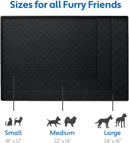 MIGHTY MONKEY 100% Waterproof Dog Food Mat, Raised Edges Silicone Pet Feeding Placemat for Cat