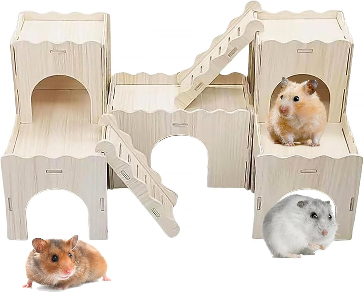 Large Wooden Hamster House Castle with Double Decker,Large Hamster, Wooden Hamster Houses,Dwarf