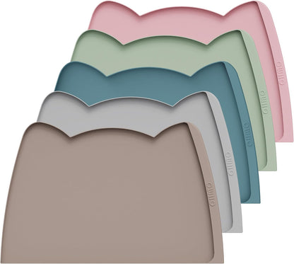 OHMO Dog Food Mat(Beige, 24 * 15'') w/Residue Collection Pocket Silicone Pet Feeding Mat for Floor