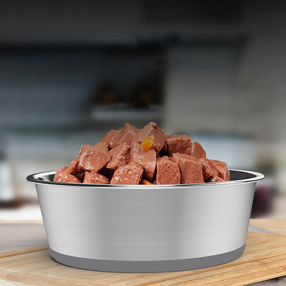 YINGFAN Stainless Steel Dog Bowls, 2 Pack Metal Dog Bowls with Non-Slip Rubber Base, Durable Food