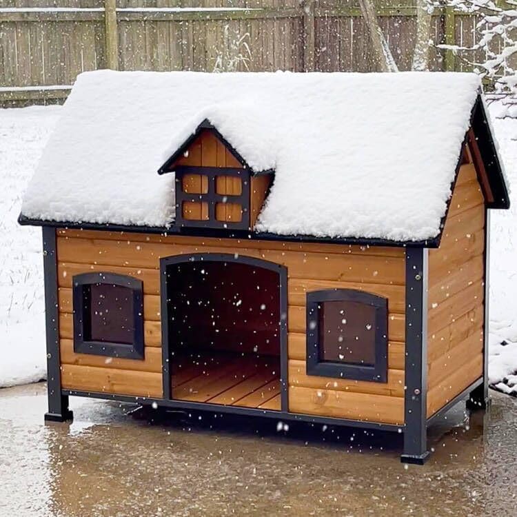GUTINNEEN Dog House Outdoor with Strong Metal Frame Dog Kennel for Small Medium Large Dogs Puppy
