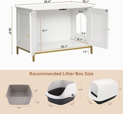 Homhedy Cat Litter Box Enclosure, Cat Washroom Furniture with Metal Frame, Pet House, Fit Most of