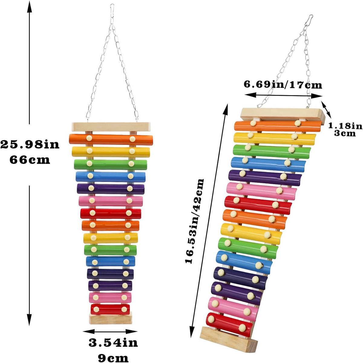 Dnoifne Large Colorful Chicken Xylophone Toy, Hanging Funny Xylophone Toy with 15 Metal Keys, Cage