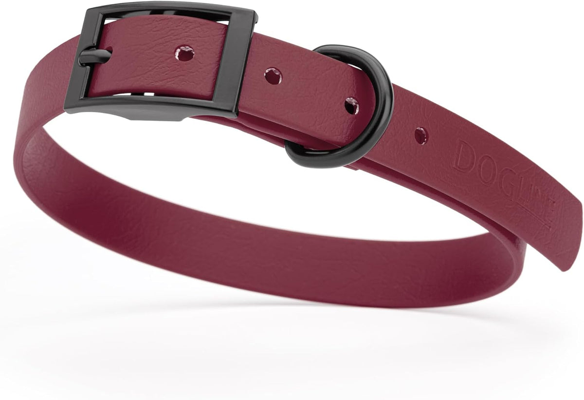 Dogline Biothane Waterproof Dog Collar Strong Coated Nylon Webbing with Black Hardware Odor- Proof