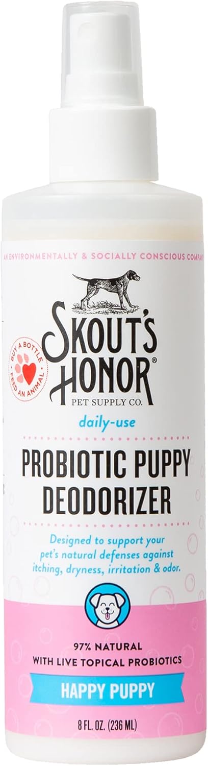 SKOUT'S HONOR Probiotic Deodorizer Spray for Pets- Hydrating Daily-Use with Avocado Oil & Omega-3s