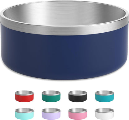 Stainless Steel Dog Bowl, Metal Water and Food Dish for Large Dogs, Insulated Non-Slip Pet Bowl
