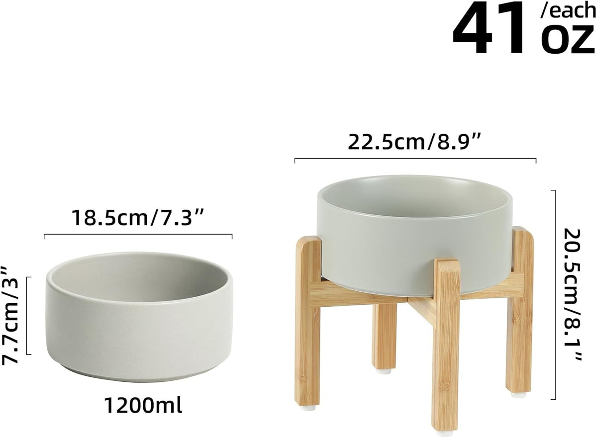 Ceramic Raised Dog Bowl Set, Elevated with Stand, Food and Water Bowl for Medium Breed Dogs