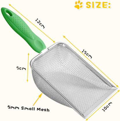 Metal Cat Litter Scoop,Sturdy Litter Cleaner Corner Shovel,Stainless Steel Mesh Litter Shovel,Easy