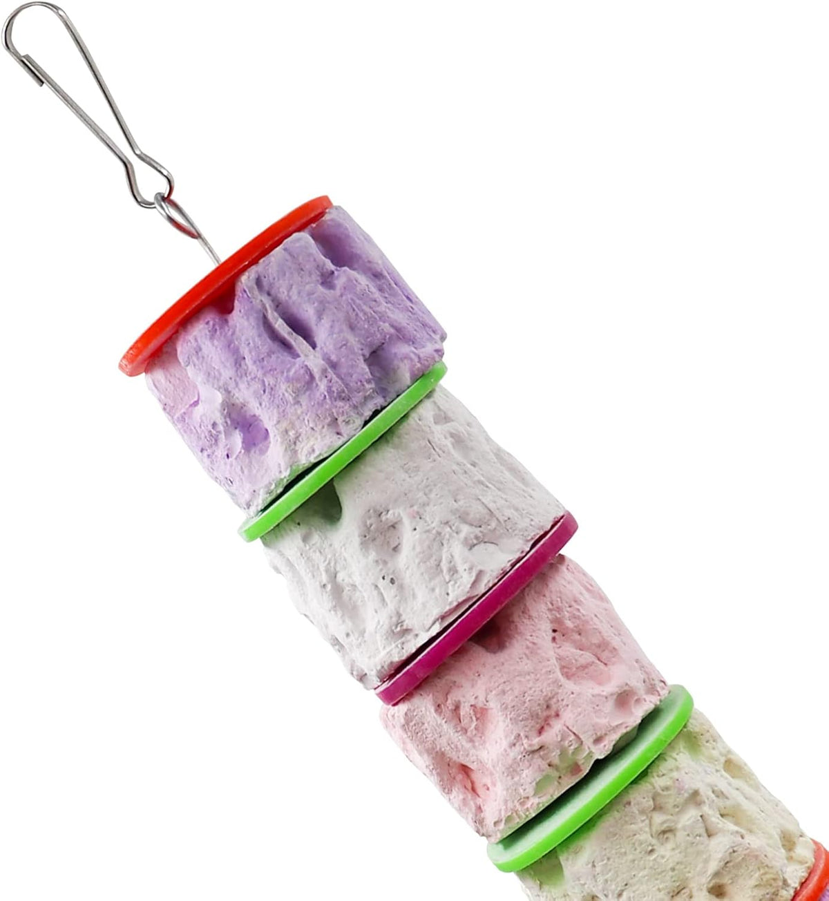 Large Bird Chewing Toy, Colorful Parrot Beak Grinding Calcium Stone with Bells, Bird Cage