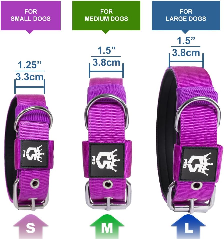 TSPRO Tactical Dog Collar 1.5 Inch Wide Thick Dog Collars with Heavy Duty Metal Buckle, Durable