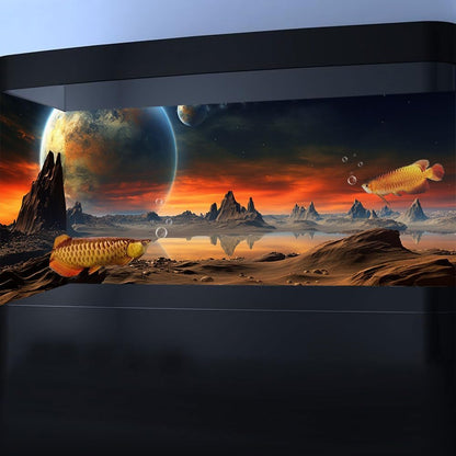 48X20IN Cosmic Aquarium Background, Cool Parallel Space Themed Fish Tank Background, Tropical