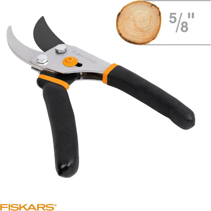 Fiskars Bypass Pruning Shears, 5/8-Inch Cut Capacity Garden Clippers, Gardening Scissors with