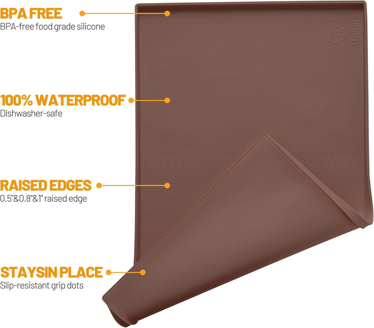 Hubulk Dog Feeding Mat,100% Waterproof Food Grade Silicone Pet Food and Water Bowl