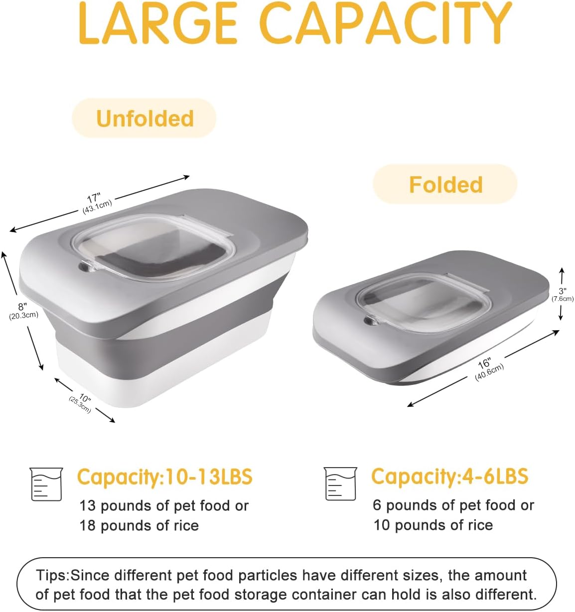 13 Lbs Dog Food Container, Collapsible Dog Food Storage Container with Airtight Lid, Cat Food