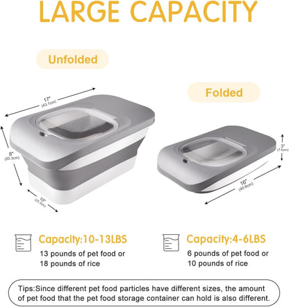 13 Lbs Dog Food Container, Collapsible Dog Food Storage Container with Airtight Lid, Cat Food