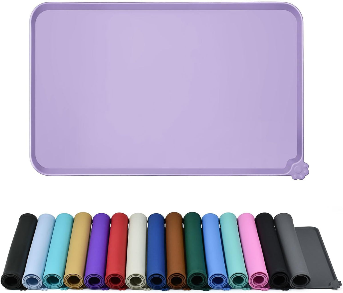 Waterproof Pet Feeding Mat with High Raised Edges, Heavier and Thicker Placemats for Cat Dog Water