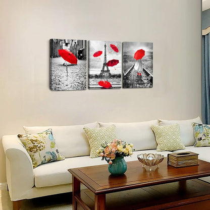 Black and white landscape Eiffel Tower 3 Piece Wall Art for Living Room Bathroom Decorations
