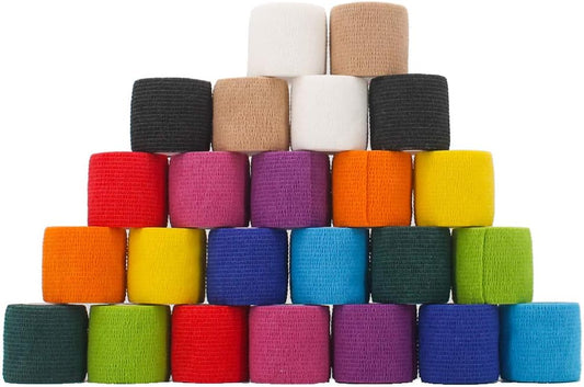 24 Pack Breathable Self Adherent Wrap, Athletic Elastic Non Woven Cohesive Bandage for Sports