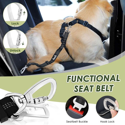 SlowTon Dog Seat Belt Harness for Car, Dog Car Harness Adjustable Mesh Breathable & Dog Seatbelt
