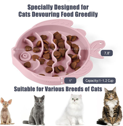 Coomazy 2-in-1 Silicone Slow Feeder Dog Cat Bowls, Lick Mat Interactive Puzzle Toy for Pets Dry/Wet