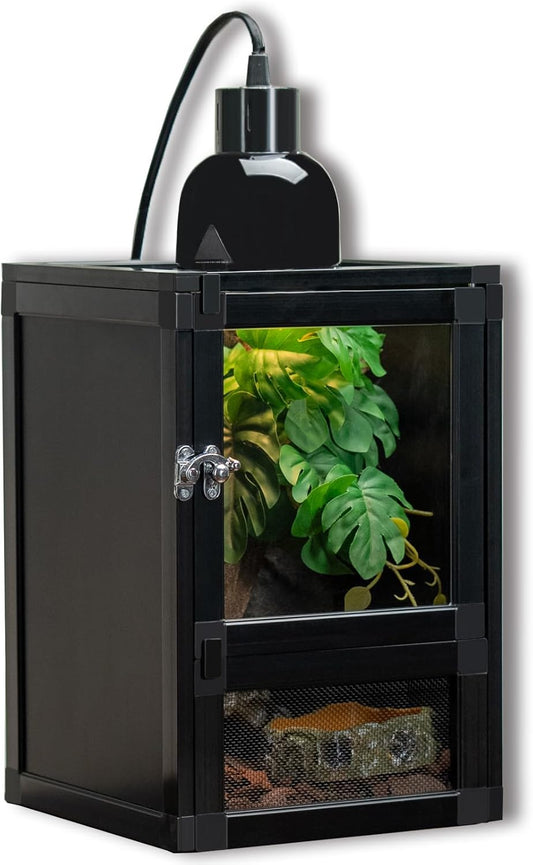 8" x 8" x 12" Small Reptile Cage Hatching Habitat, Screen & Acrylic Doors, Ventilated Terrarium for