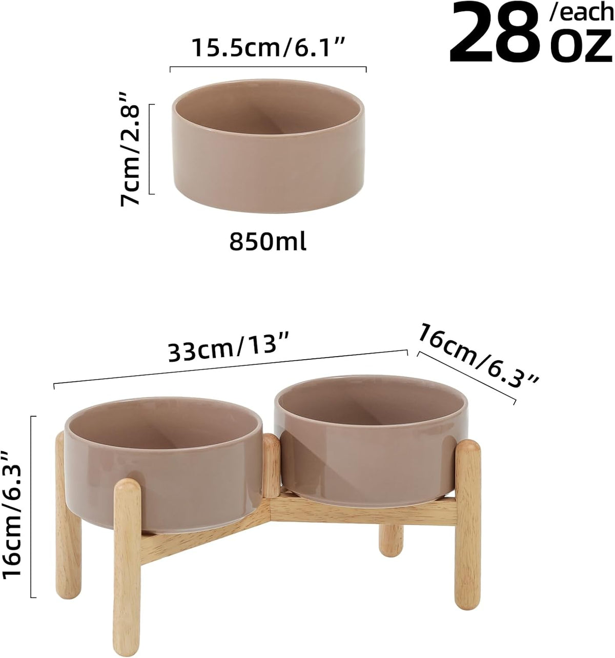 Ceramic 6.1inch Raised Dog Bowl with Stand for Small and Medium Breed Dog Dish Pet Food and Water