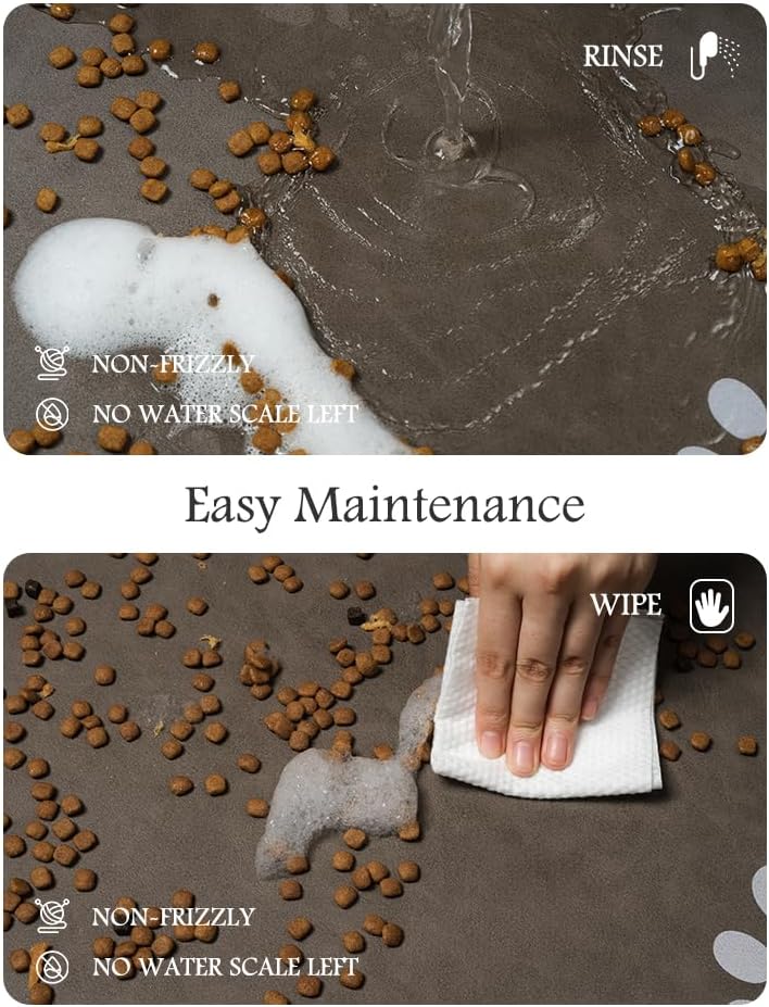 Pet Feeding Mat-Absorbent Dog Mat for Food and Water Bowl-No Stains Quick Dry Water Dispenser