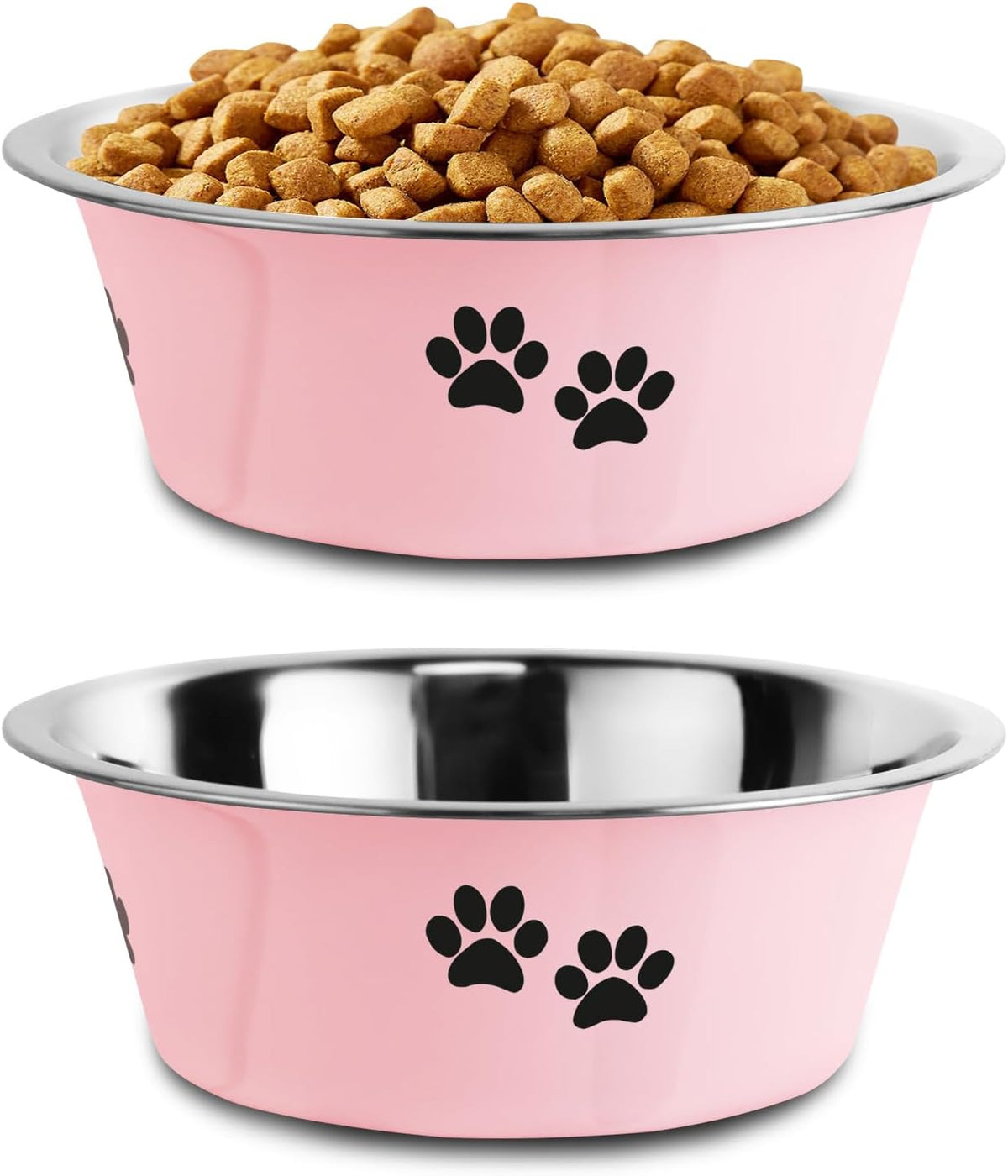 Stainless Steel Dog Bowls, Nonslip Rubber Bottom No Spill Proof Skid Metal Insulated Dog Bowls for