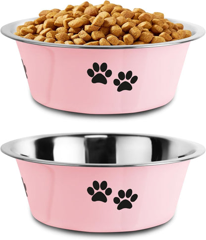 Stainless Steel Dog Bowls, Nonslip Rubber Bottom No Spill Proof Skid Metal Insulated Dog Bowls for