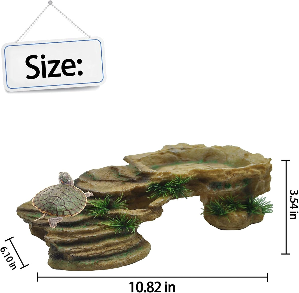 kathson Turtle Basking Platform,Tortoise Resin Climbing Rock Rectangular Resting Terrace Tank