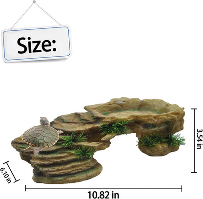 kathson Turtle Basking Platform,Tortoise Resin Climbing Rock Rectangular Resting Terrace Tank