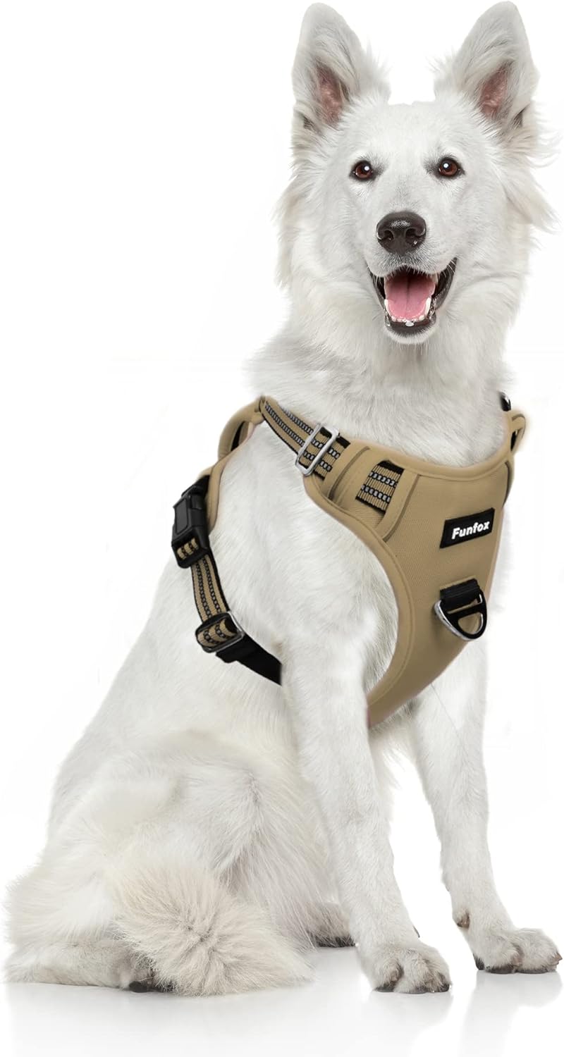 Funfox Dog Harness No Pull, Adjustable Pet Vest Harness, Super Soft Material with Vertical Handle