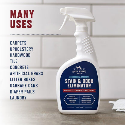 Rocco & Roxie Stain & Odor Eliminator for Strong Odor, 32oz Enzyme Pet Odor Eliminator for Home