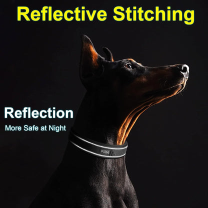 Fida Heavy Duty Dog Collar, Ultra Comfortable Soft Neoprene Padded, Adjustable Reflective Nylon Pet