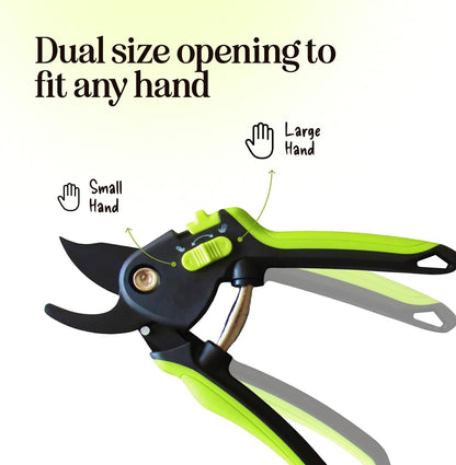 Ultra Sharp Pruning Shears Hedge Clipper – Cuts 3X Easier, Dual-Size Opening, Weak Hand Arthritis
