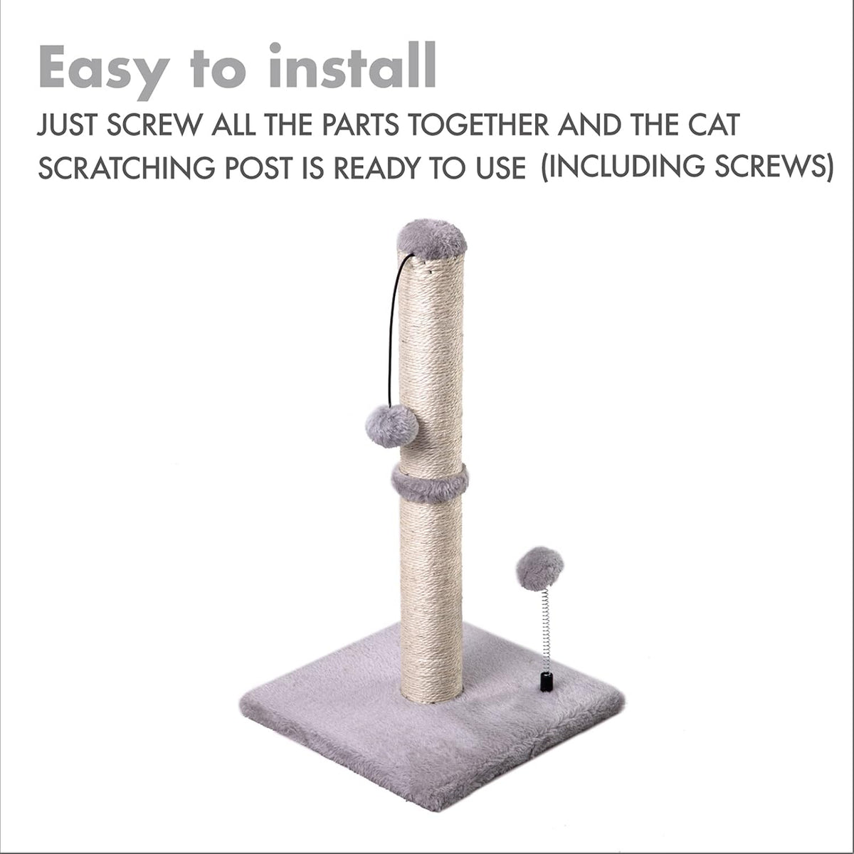 MECOOL Cat Scratching Post Premium Basics Kitten Scratcher Sisal Scratch Posts with Hanging Ball