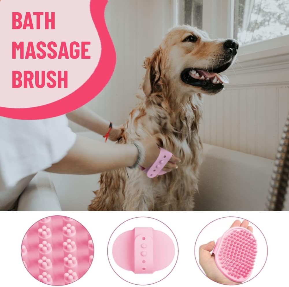 Dog Grooming Kit - Deshedding Brush for Short Hair, Slicker Brush, Flea Comb, Puppy Brush Set in
