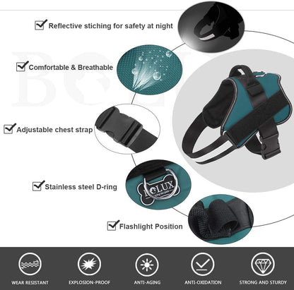 Bolux Dog Harness, No-Pull Reflective Dog Vest, Breathable Adjustable Pet Harness with Handle for