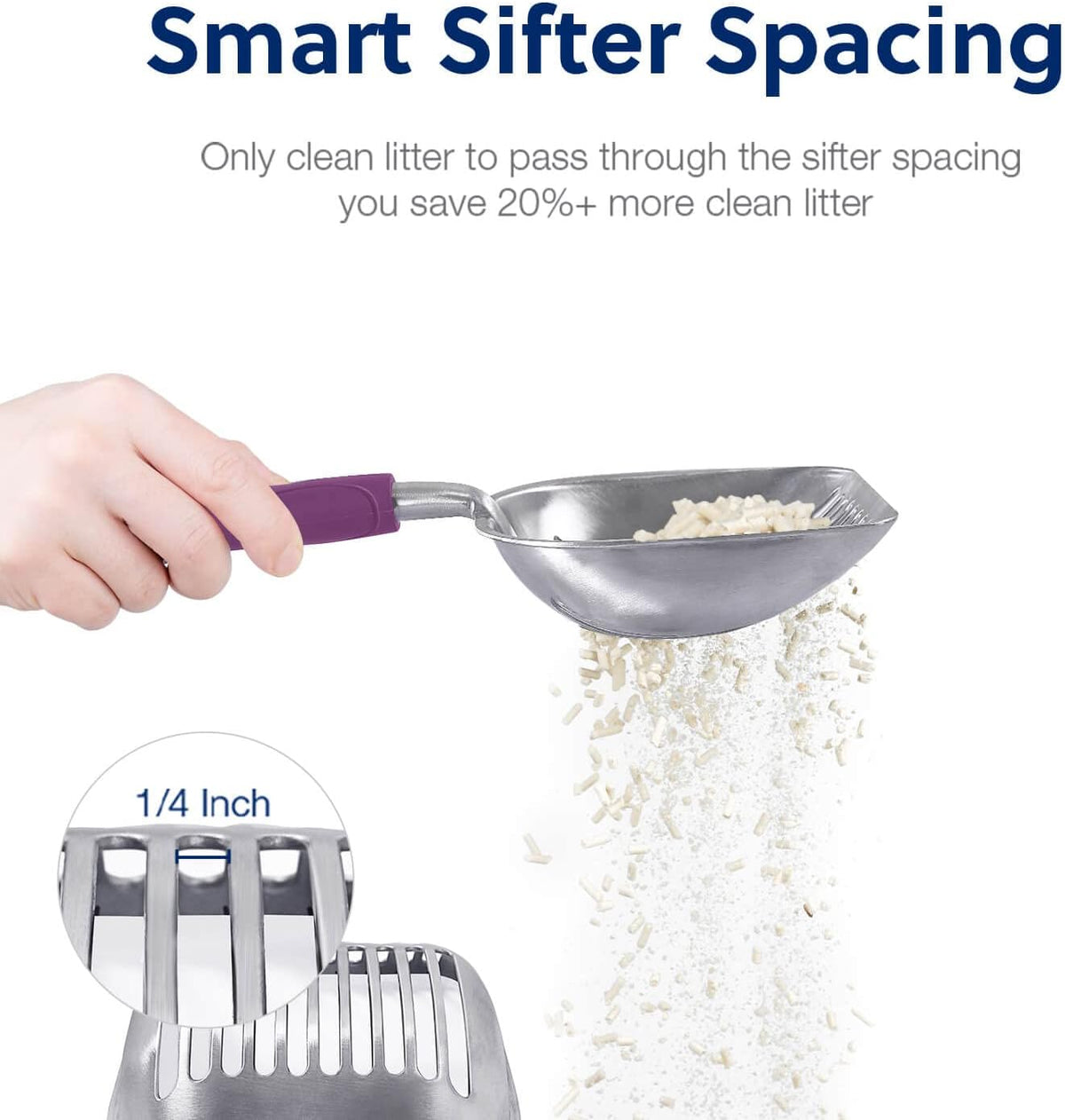 WePet Cat Litter Scoop, Aluminum Alloy Sifter, Kitty Metal Scooper, Deep Shovel, Long Handle, Poop