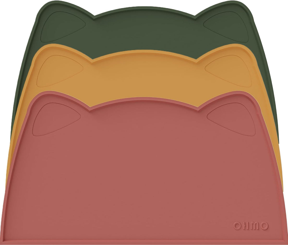 OHMO - Cat Food Mat, Silicone Pet Feeding Mat for Floor Non-Skid Waterproof Dog Water Bowl Tray