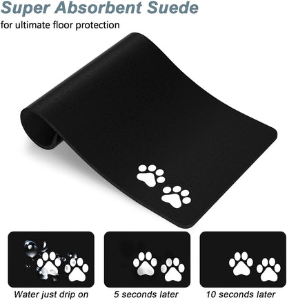Rnivvi Dog Food Mat, 12" x 19" Footprint Absorbent Dog Cat Bowl Mat for Food and Water, Cute