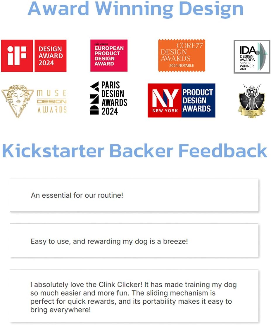 Clink Design Clicker Dog Trainer & Dog Treat Pouch Alternative, Puppy Essentials Dual Use 2 in 1