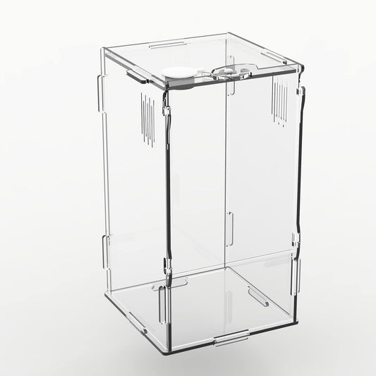 BETAZOOER Acrylic Mini Reptile Tank Habitat Transparent Terrariums with Locking Latch Suitable for