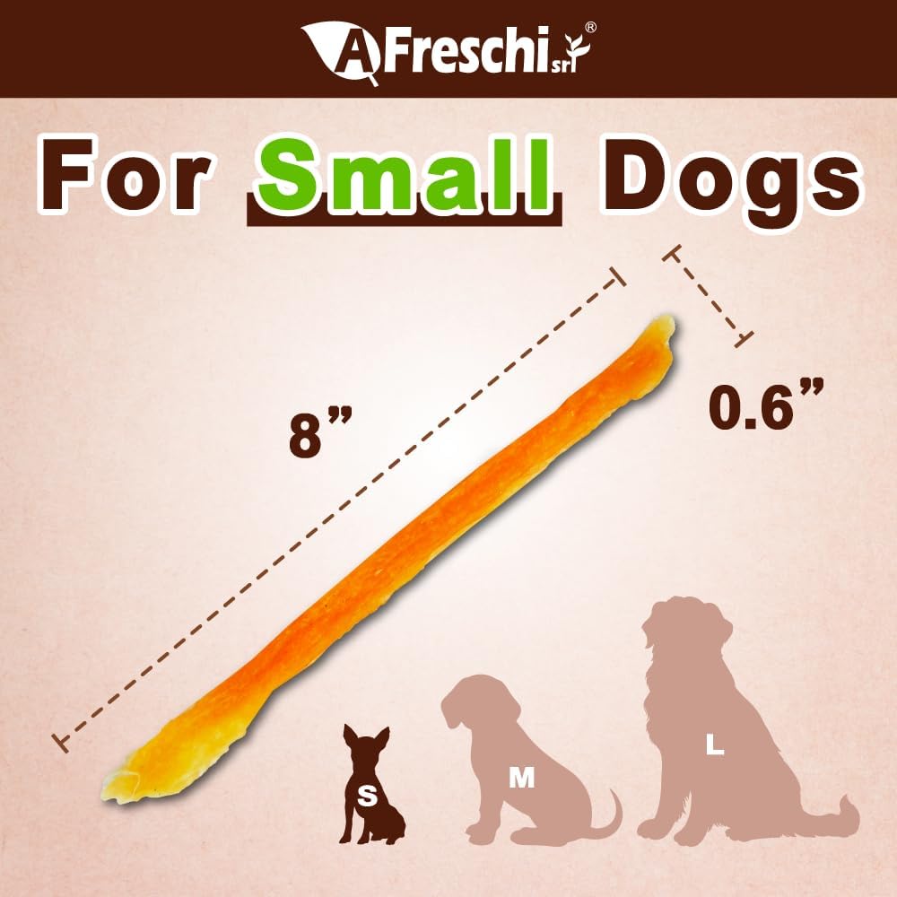 Afreschi Natural Turkey Tendon Strip 10 Units/Box, All Natural Human Grade Puppy Chew, USA-Sourced