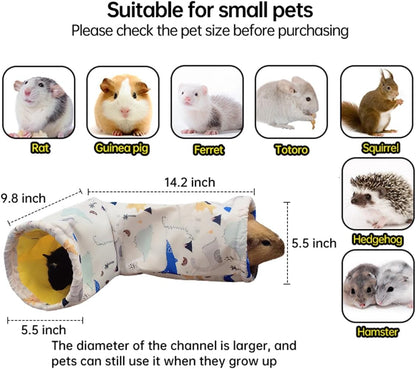 Large Caliber Guinea Pig Tunnel Hideout & Hammock, Rat Cage Corner Toy for Ferret Hedgehog Piggy to