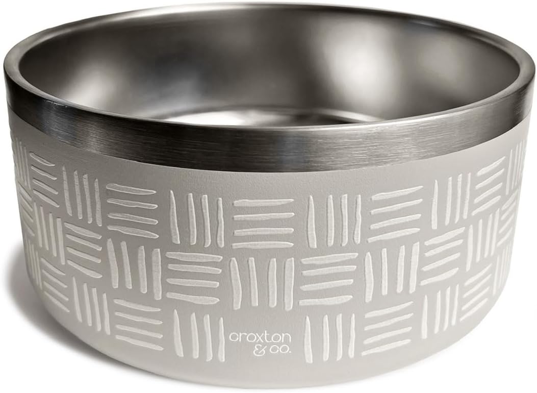 CROXTON & CO. Stainless Steel Pet Bowl for Dogs & Cats | Insulated Food Bowls for Dog Cat | No Tip