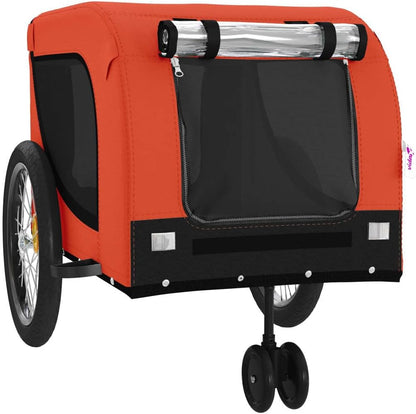 Tidyard Pet Bike Trailer Orange and Black Oxford Fabric and Iron Pet Bicycle Carrier, Animal Bike