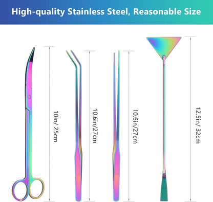 4 in 1 Quarium Aquascape Tools Kits, Anti-Rust Stainless Steel Aquatic Plant Aquascaping Tweezers
