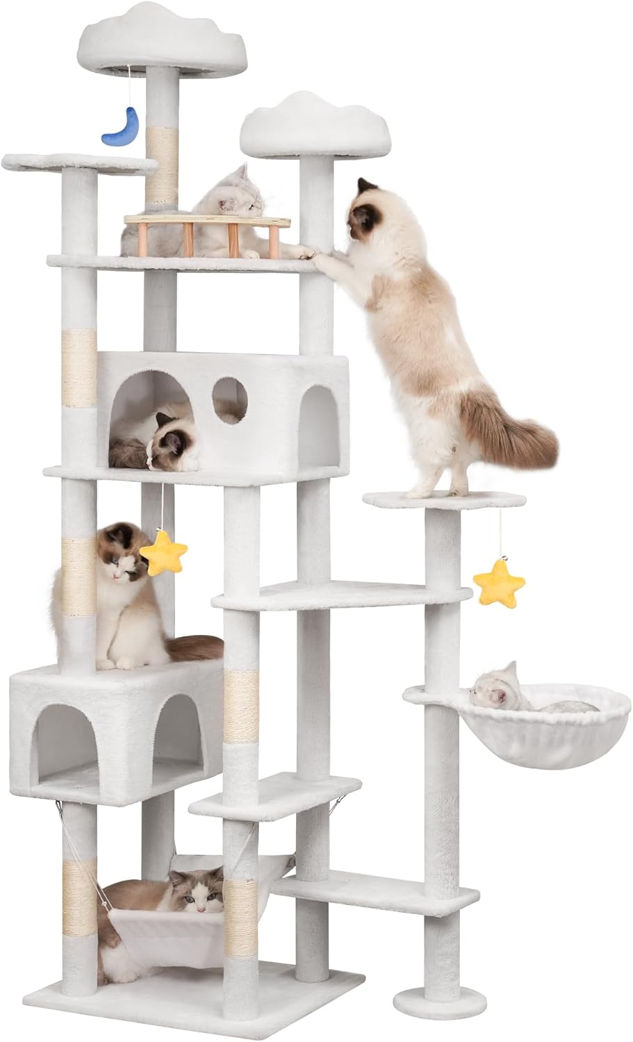 85in Tall Cat Tower for Heavy Duty Big Cats, Large Cat Tree with Scratching Post, Plush Perches